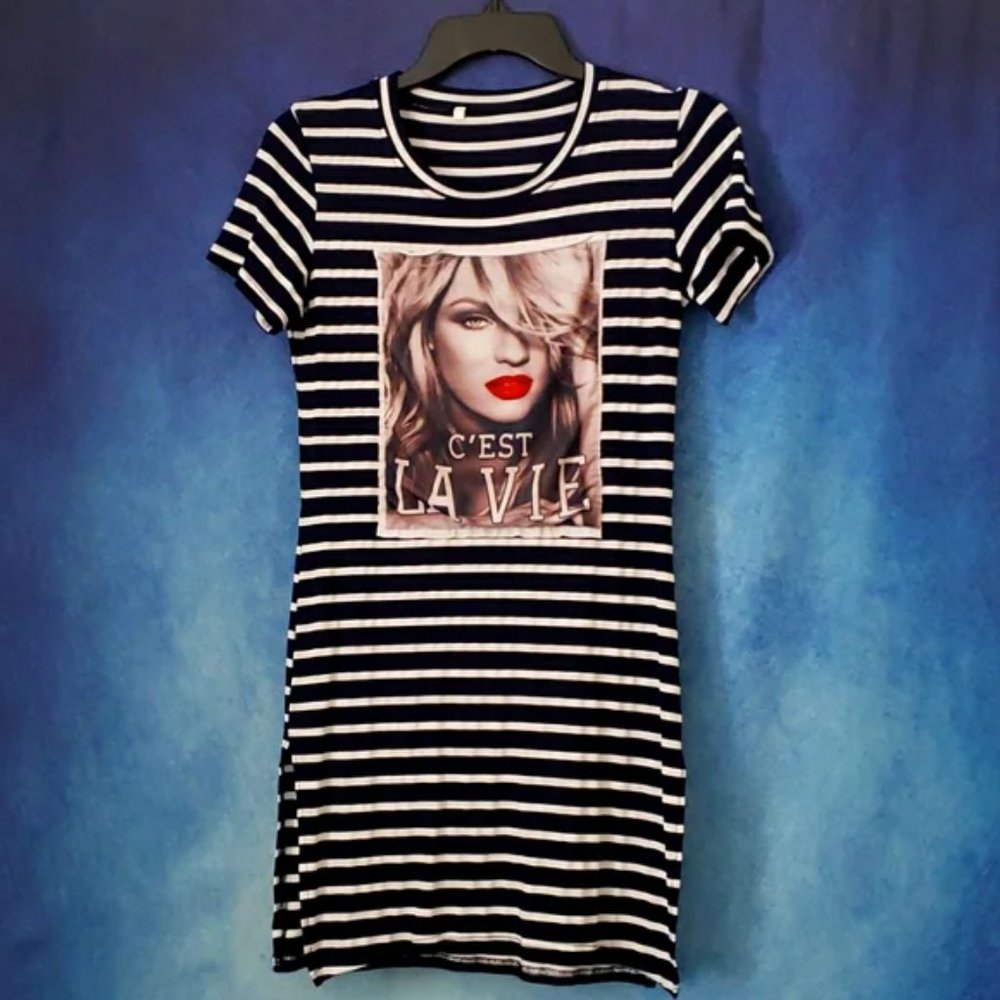 Madonna C'est La Vie, T-shirt Dress, very comfy & stylish, Striped Tshirt Dress